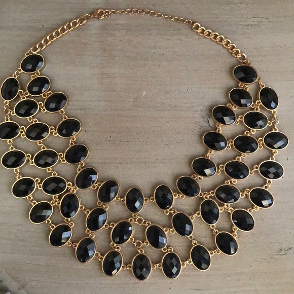 Sleek Black Gemstone Necklace - Gently Worn! - Picture 3 of 4